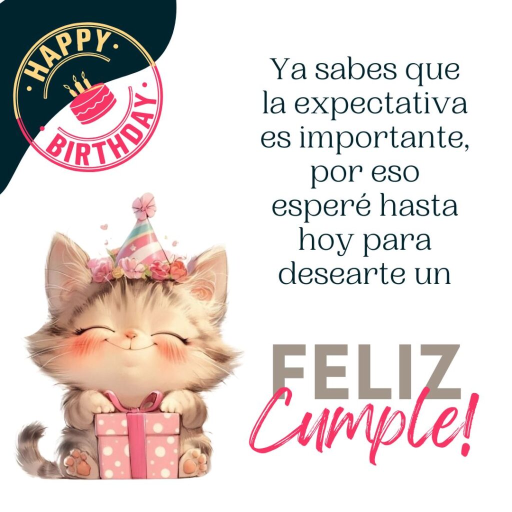 Imagen tierna de feliz cumpleaños atrasado