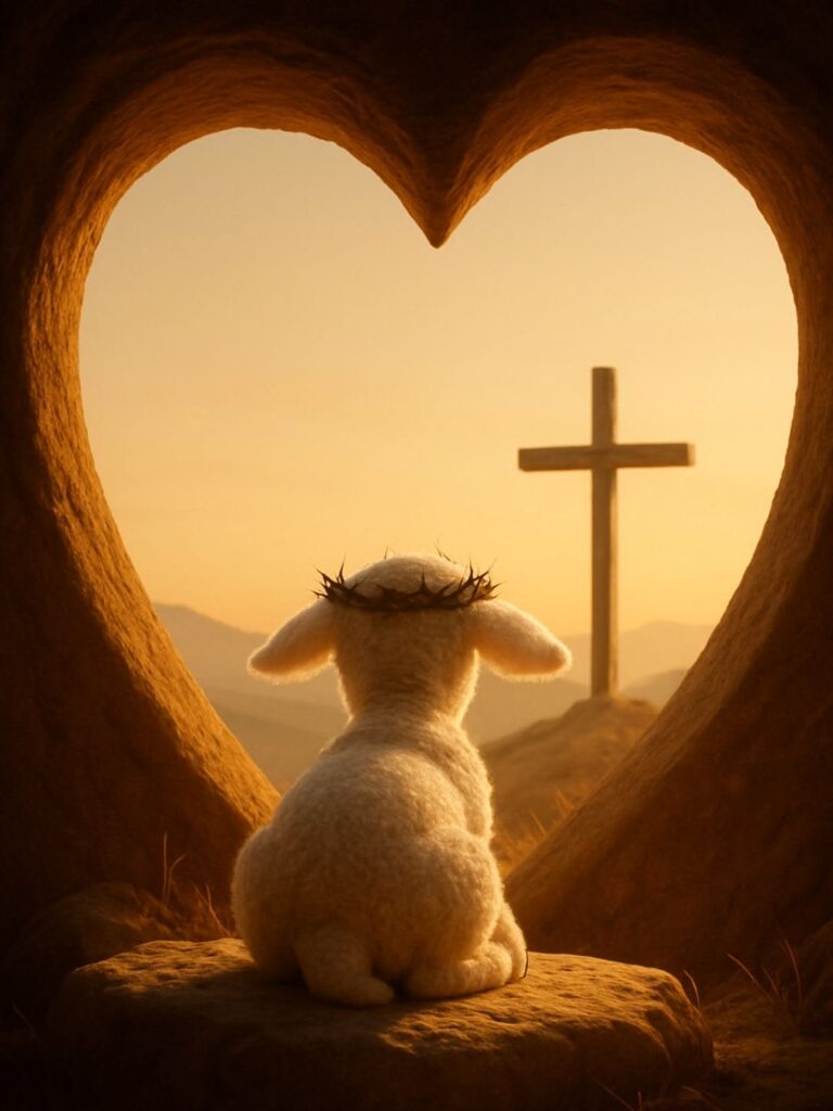 Hermosa Imagen de semana santa con el cordero y la cruz