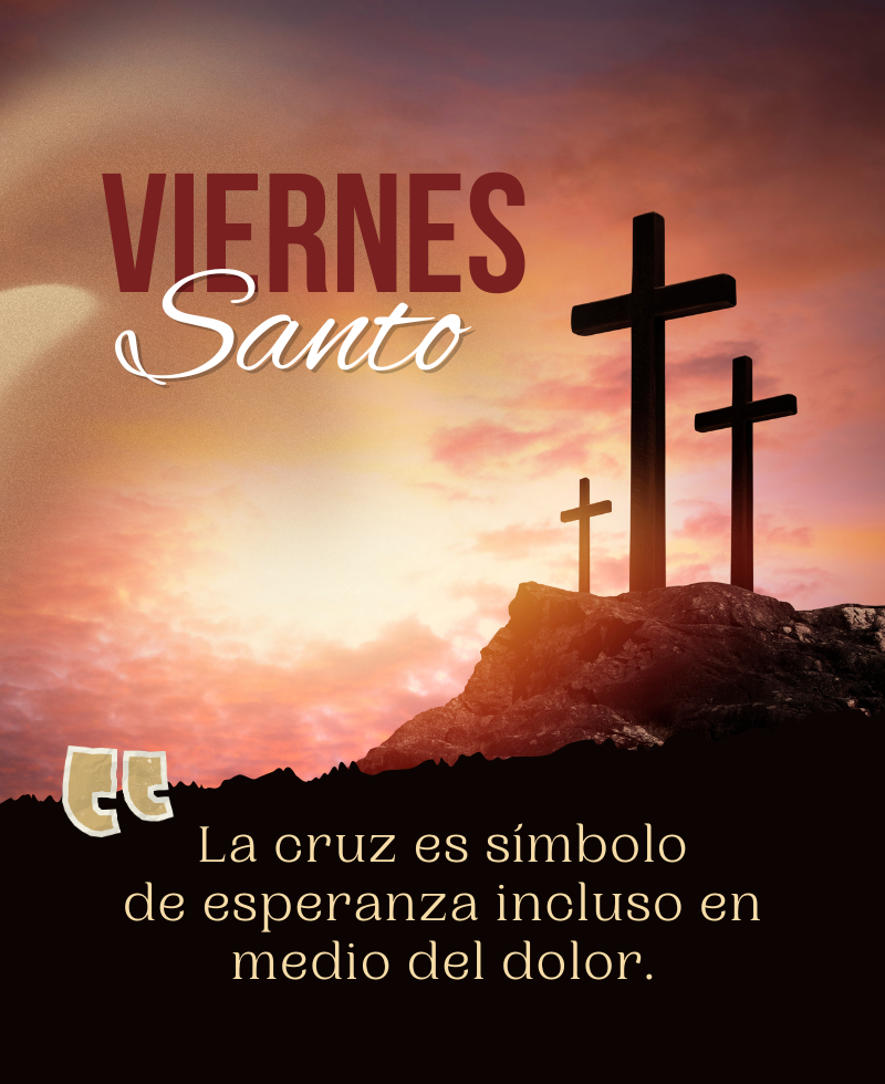 Imagen con frase de la cruz nos recuerda que el amor siempre vence.