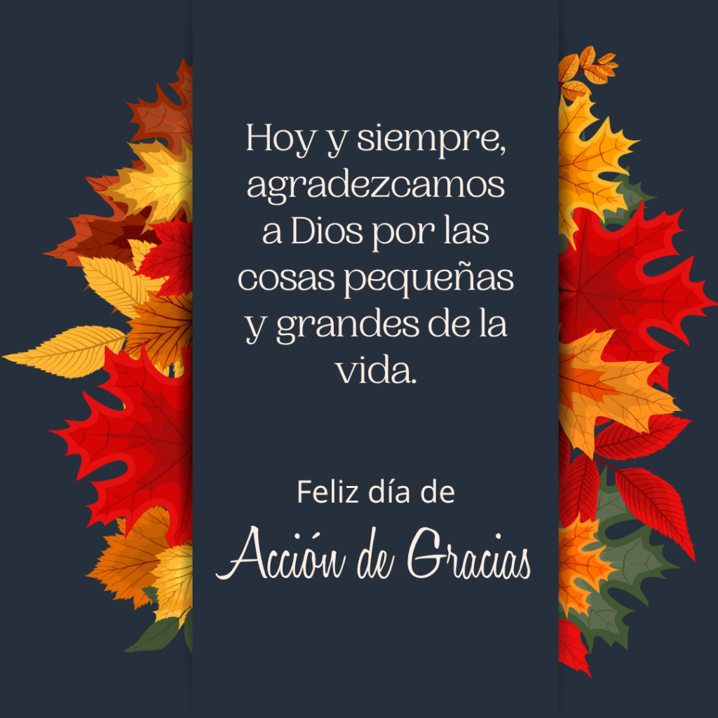 Imagen con frase para compartir el dia de Acción de Gracias