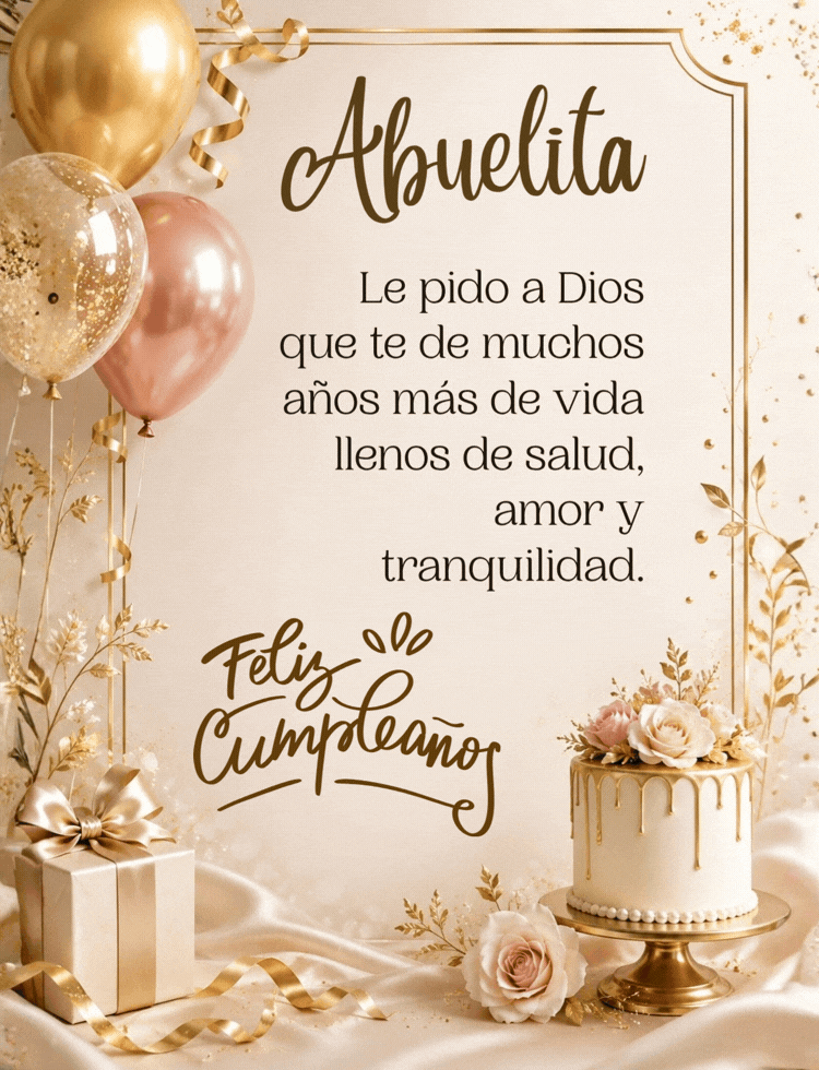 Imagen con mensaje de feliz cumpleaños abuelita para compartir