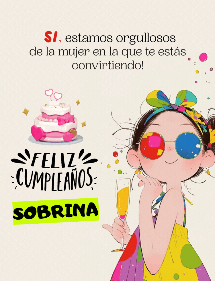 Imagen colorida de feliz cumpleaños sobrina ideal para dedicar a una adolescente