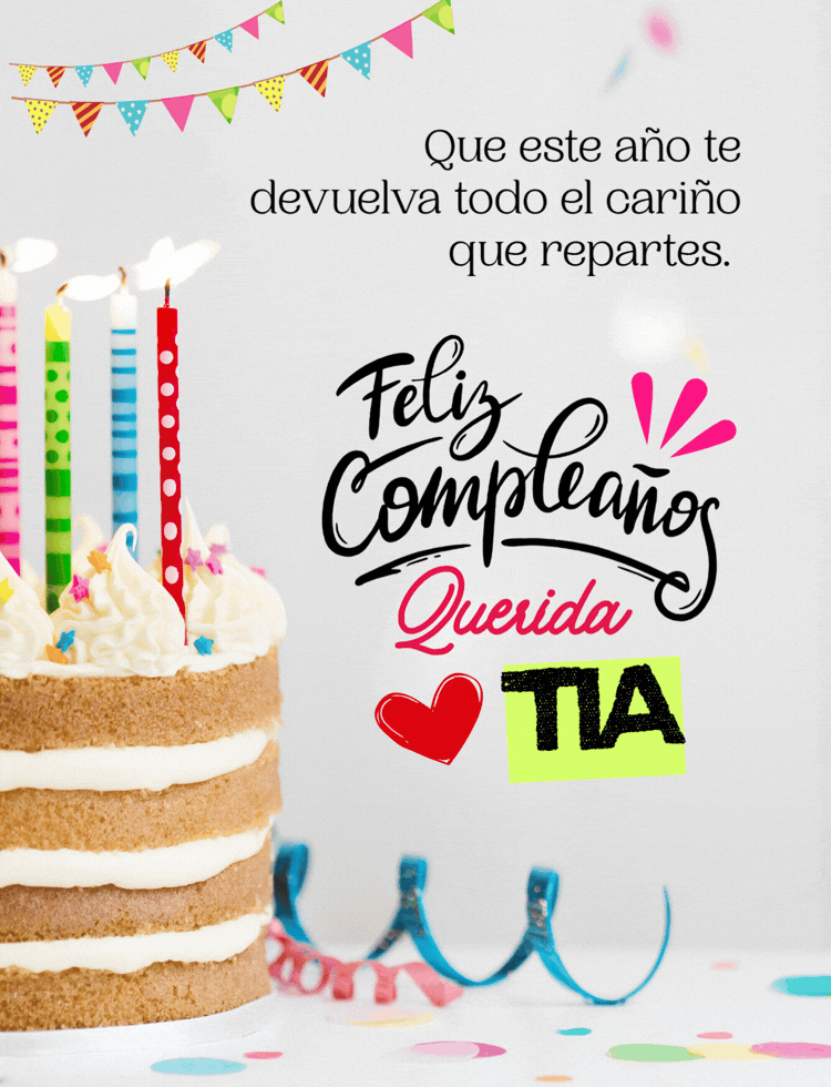 Imagen festiva de feliz cumpleaños para felicitar a una tía