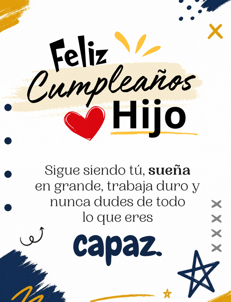 Diseño moderno con mensaje de feliz cumpleaños para un hijo
