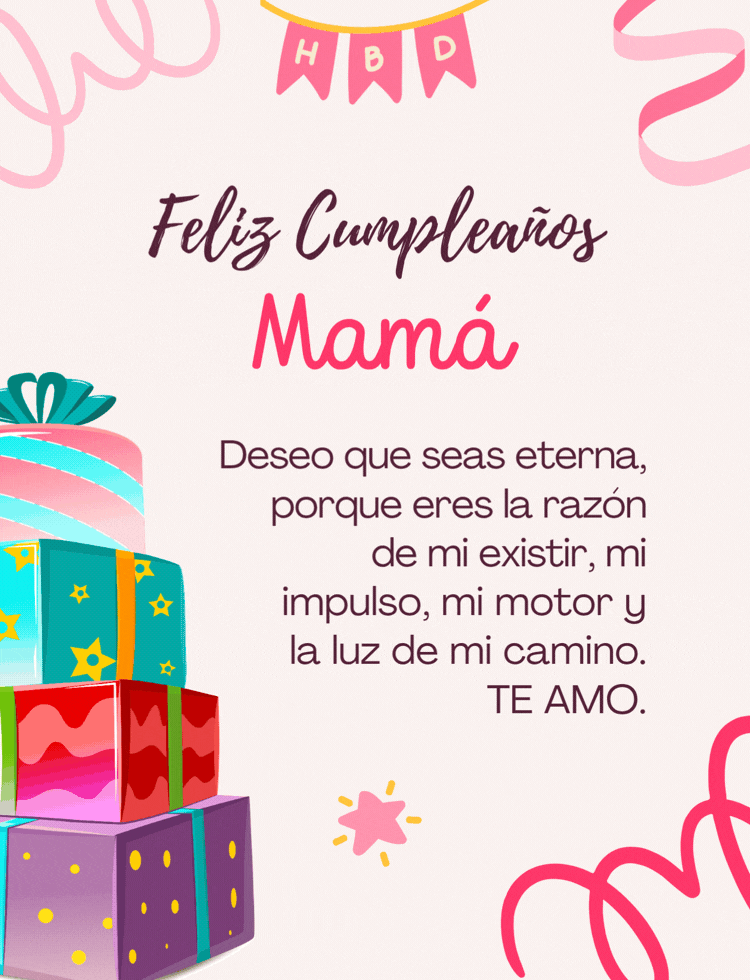 Imagen de feliz cumpleaños con frase para dedicar a mamá.