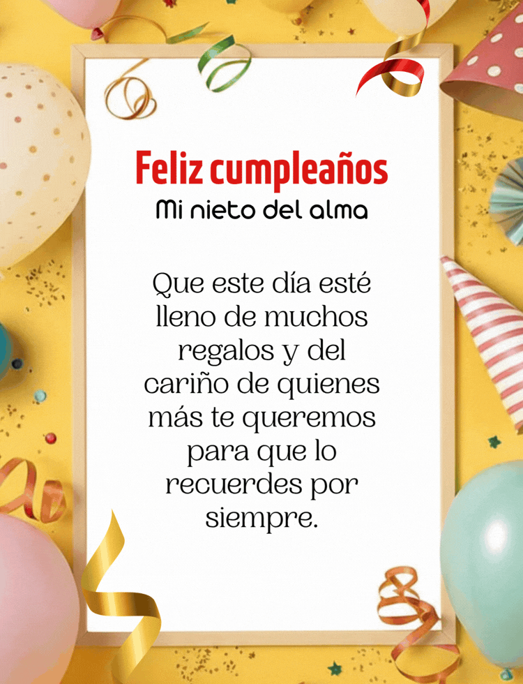 Emotivo mensaje de feliz cumpleaños para un nieto