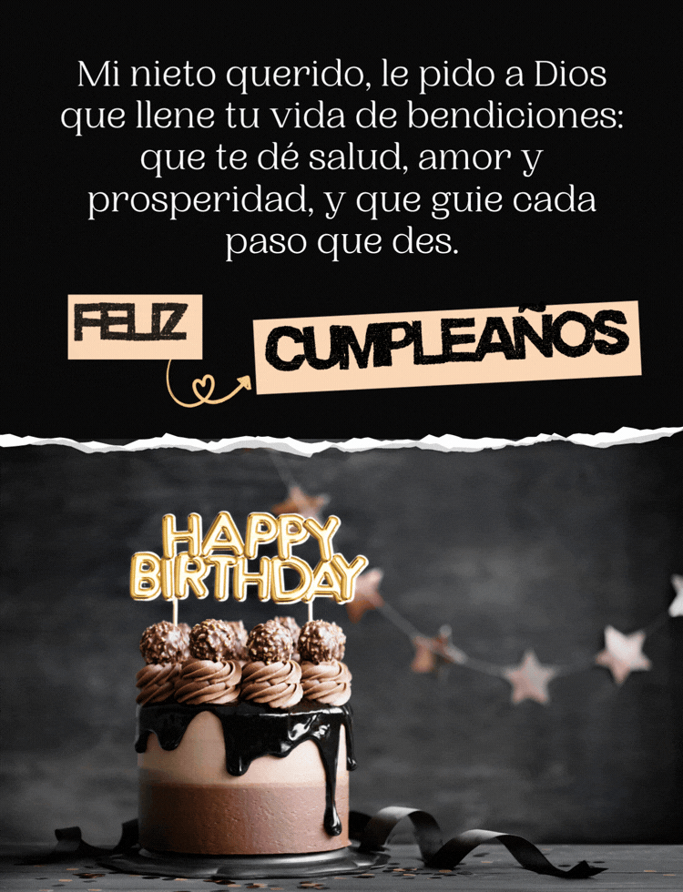 Imagen llamativa de feliz cumpleaños nieto con buenos deseos para compartir