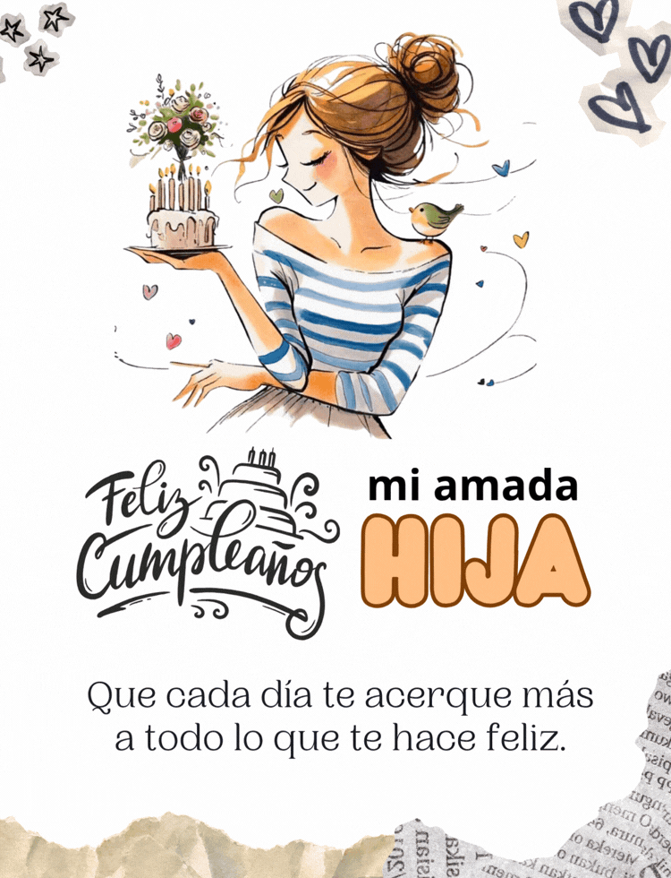Imagen con frase corta de feliz cumpleaños para felicitar a una hija
