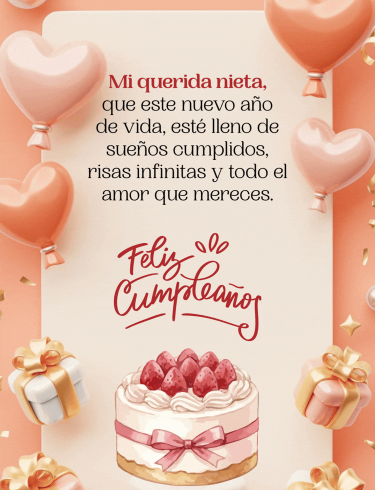 Imagen con mensaje de feliz cumpleaños nieta para compartir